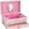Hrací skříňka/šperkovnice s šuplíkem Labutí jezero, světle růžová