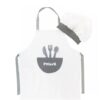 Kuchařská sada, zástěra + čepice Kuchtík, bílá/šedá