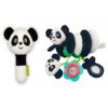 Plyšová senzorická spirála + plyšové pískátko Panda – černá, bílá